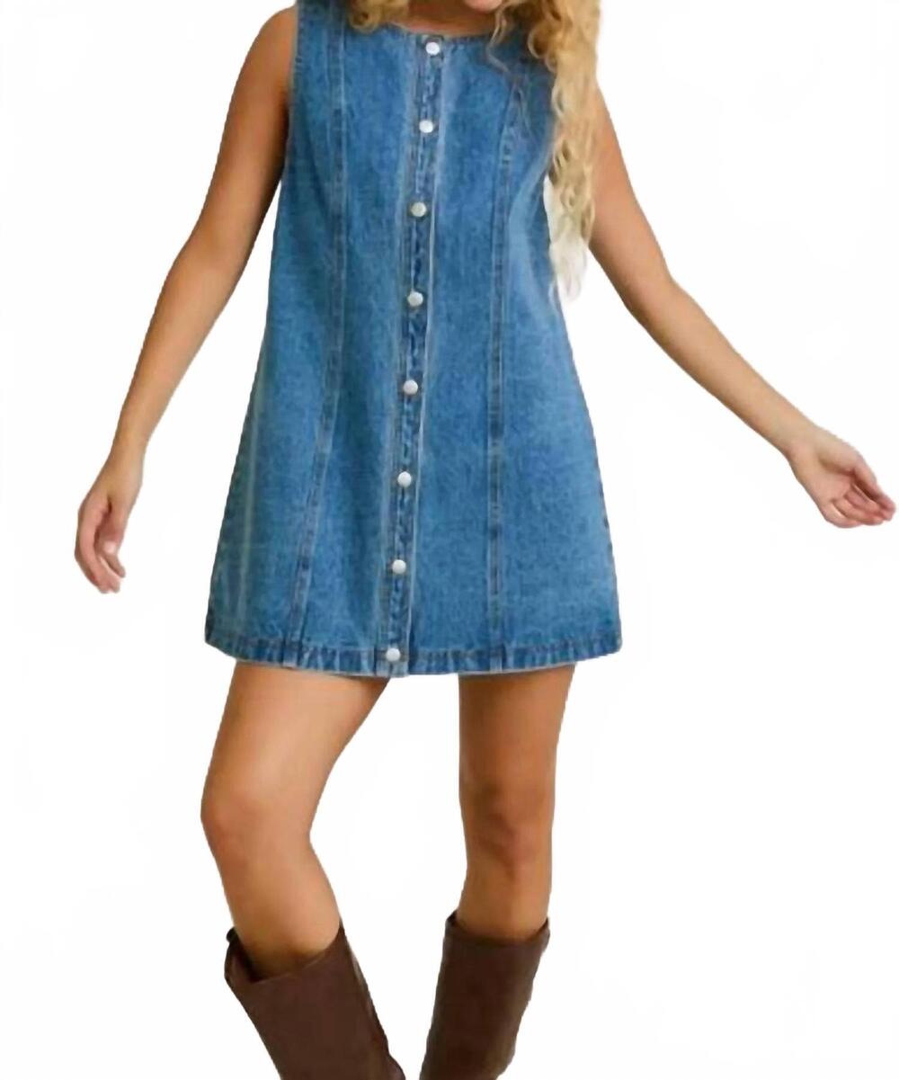 NEW LE LIS denim mini dress in blue